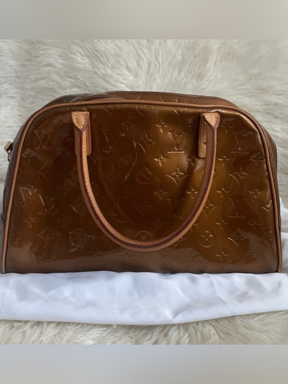 Louis Vuitton Hand Bag Purse Tompkins Square Brown Vernis Authentic